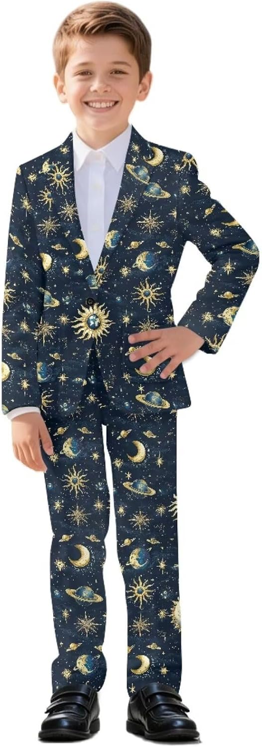 Suobstales Boys Slim Fit Suits for Teen Kids 2 Piece Suit Set with Blazer Jacket Pants Ring Bearer Outfit Suits Wedding Dress