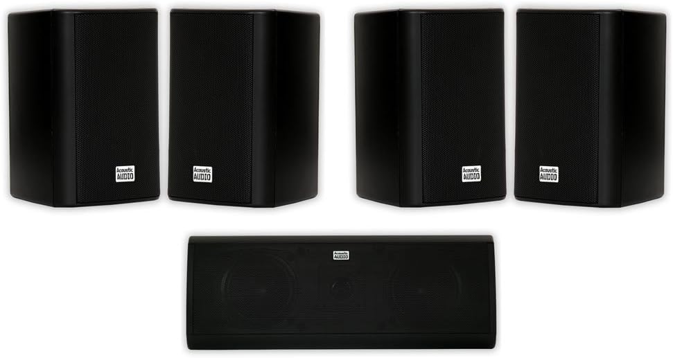 Acoustic Audio AA351B and AA40CB Indoor Speakers Home Theater 5 Speaker Set