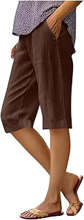 Generisch 2025 - Pantalones holgados de algodón de color liso con cordón y bolsillos, pantalones cortos casuales de cuarto con cintura elástica para hombres/mujeres pantalones cortos deportivos para