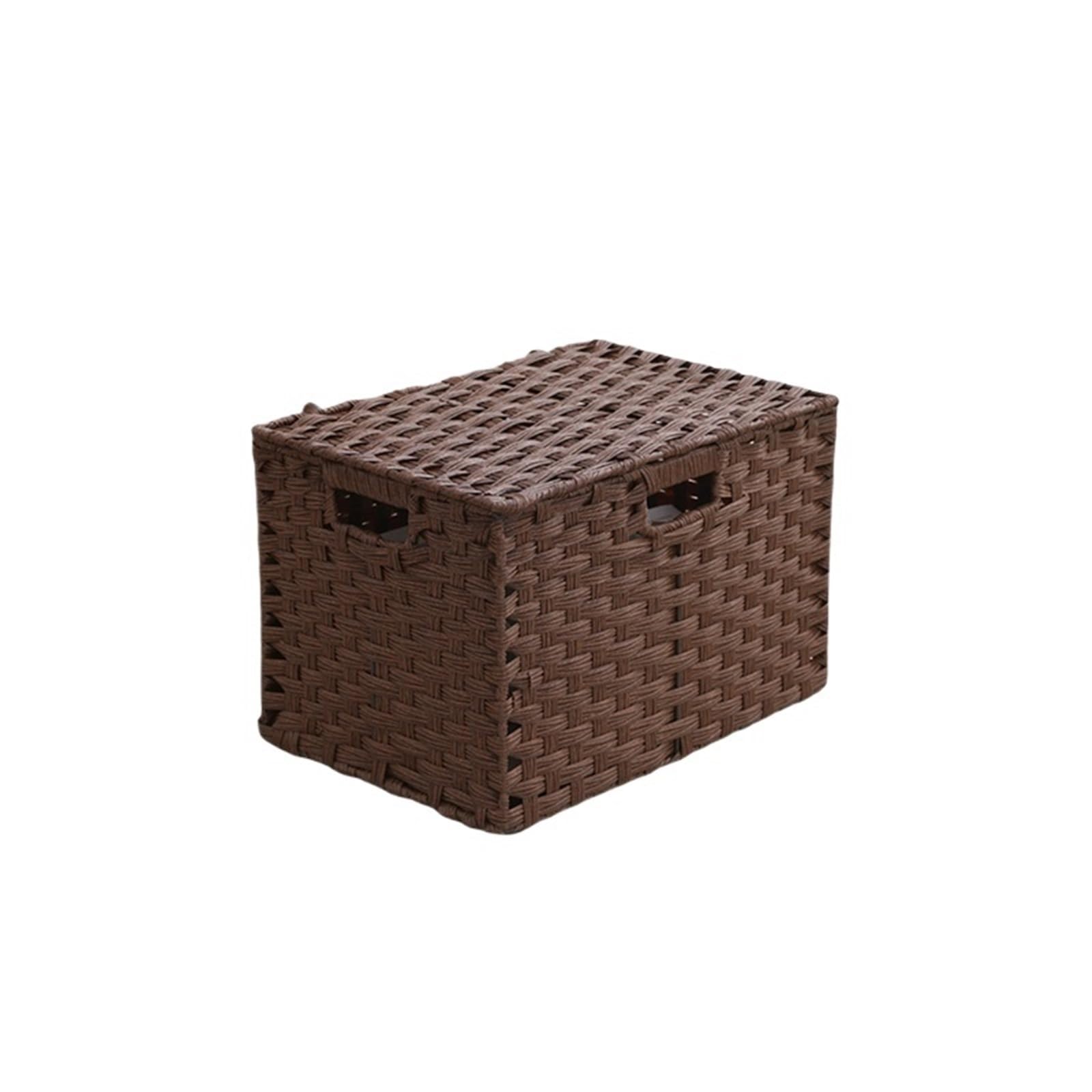 Folding Laundry Basket Household Storage Rectangular Hand Woven Large Box with Lid Bins Closet Organizer for Home Organizing