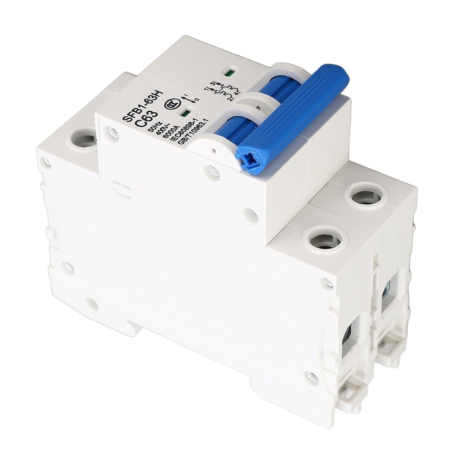 ミニチュアサーキットブレーカー 2 極 PC ハウジング難燃性 AC サーキットブレーカー、商業ビル 400V