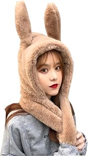 YEKEYI Winter Warm Beanie Pop Up Ears Plush Hat Ear Moving Jumping Rabbit Hat Bunny Cap for Women Girls