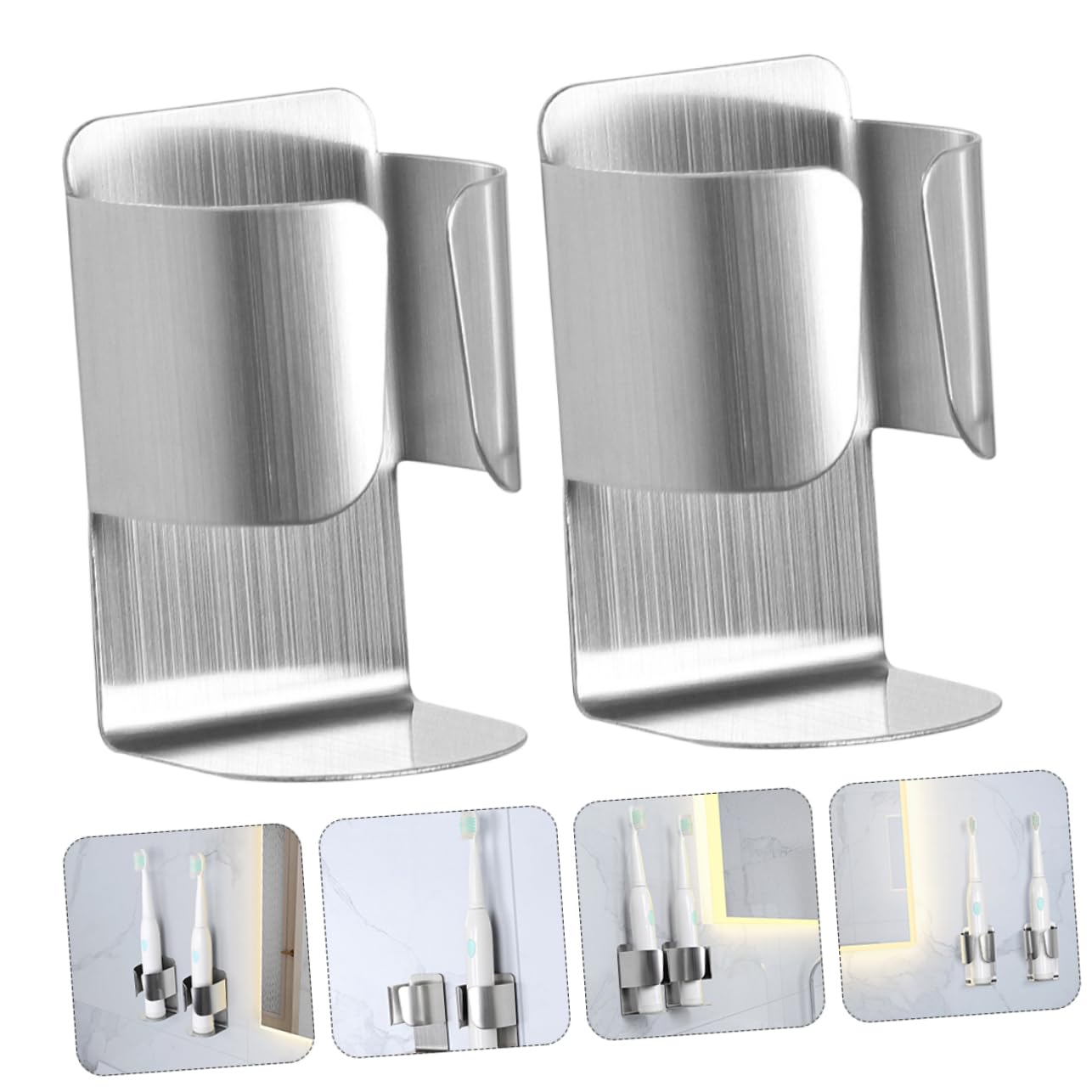 3 Series Soporte para Cepillo Acero Inoxidable Poseedor Soporte Pared para Cepillo Estanteria Almacenaje Plata 2 Piezas X 3