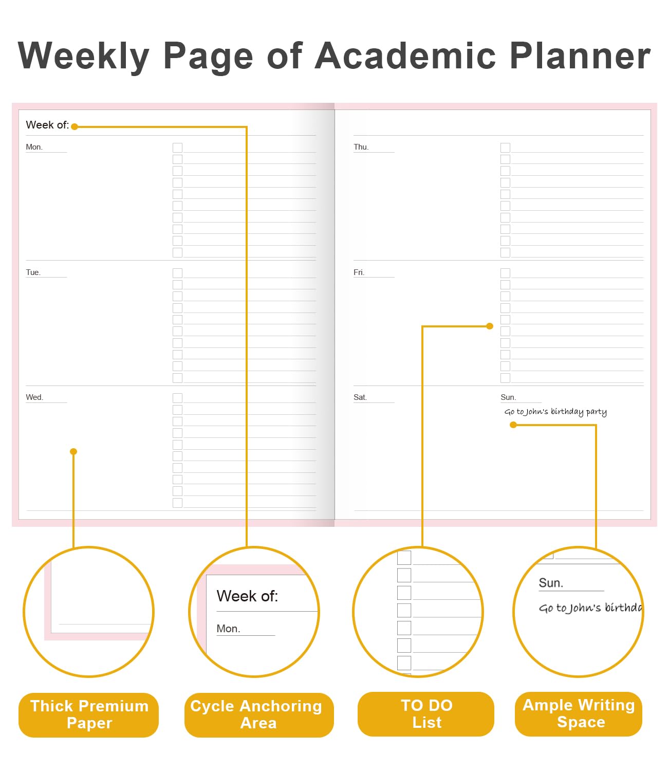 Agenda accademica 2025-2026 - Agenda settimanale non datata per studenti scolastici, liceali, universitari e infermieristici, 21,6 x 27,9 cm, rosa