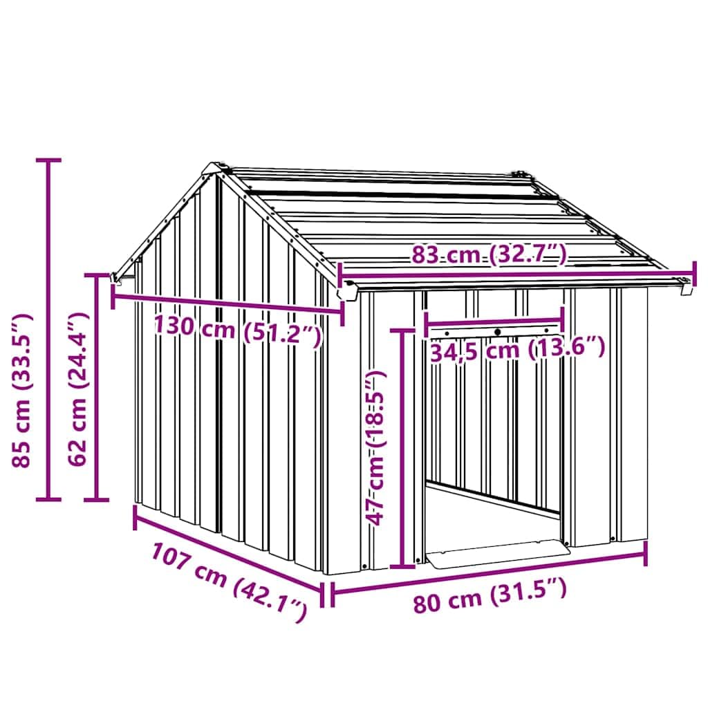 Brokky 4100916 Casetta per Cani con Tetto 83x130x85 cm Acciaio Zincato Recinto per Cani da Giardino,Gabbia per Conigli,Recinto per Animali Domestici,Gatti,Cuccioli,in Fili Metallici