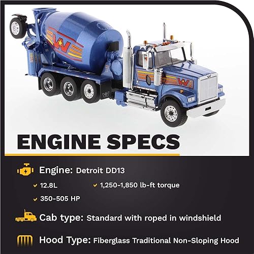Miniatura 3 de Diecast Masters Escala 150 Western Star 4900 con eje de elevación y mezclador McNeilus BridgeMaster  Especificaciones reales del camión  Serie de