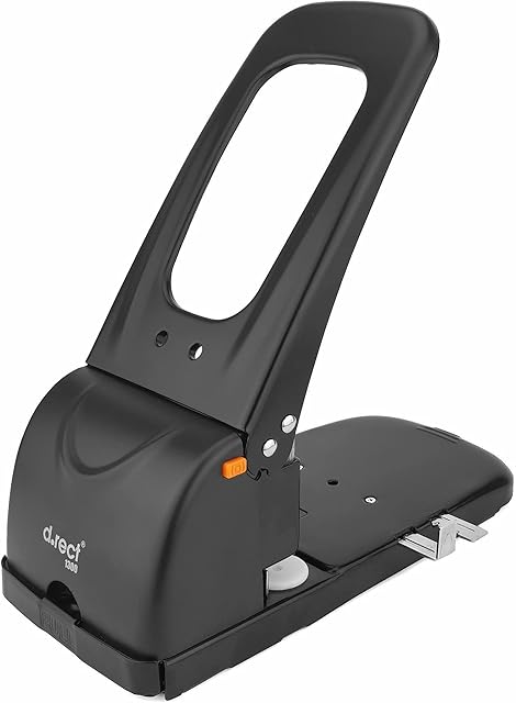 D.RECT 1300 2-Hole Punch | 100 Sheet Large Capacity | Perfect for Office, School and Home | Ideal for Organizing Documents | Black