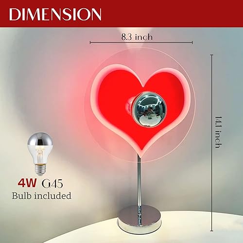 Miniatura 2 de Lámpara de mesa moderna de mediados de siglo, lámpara LED de proyección de corazón, proyector de luz nocturna, lámpara retro, luz de decoración