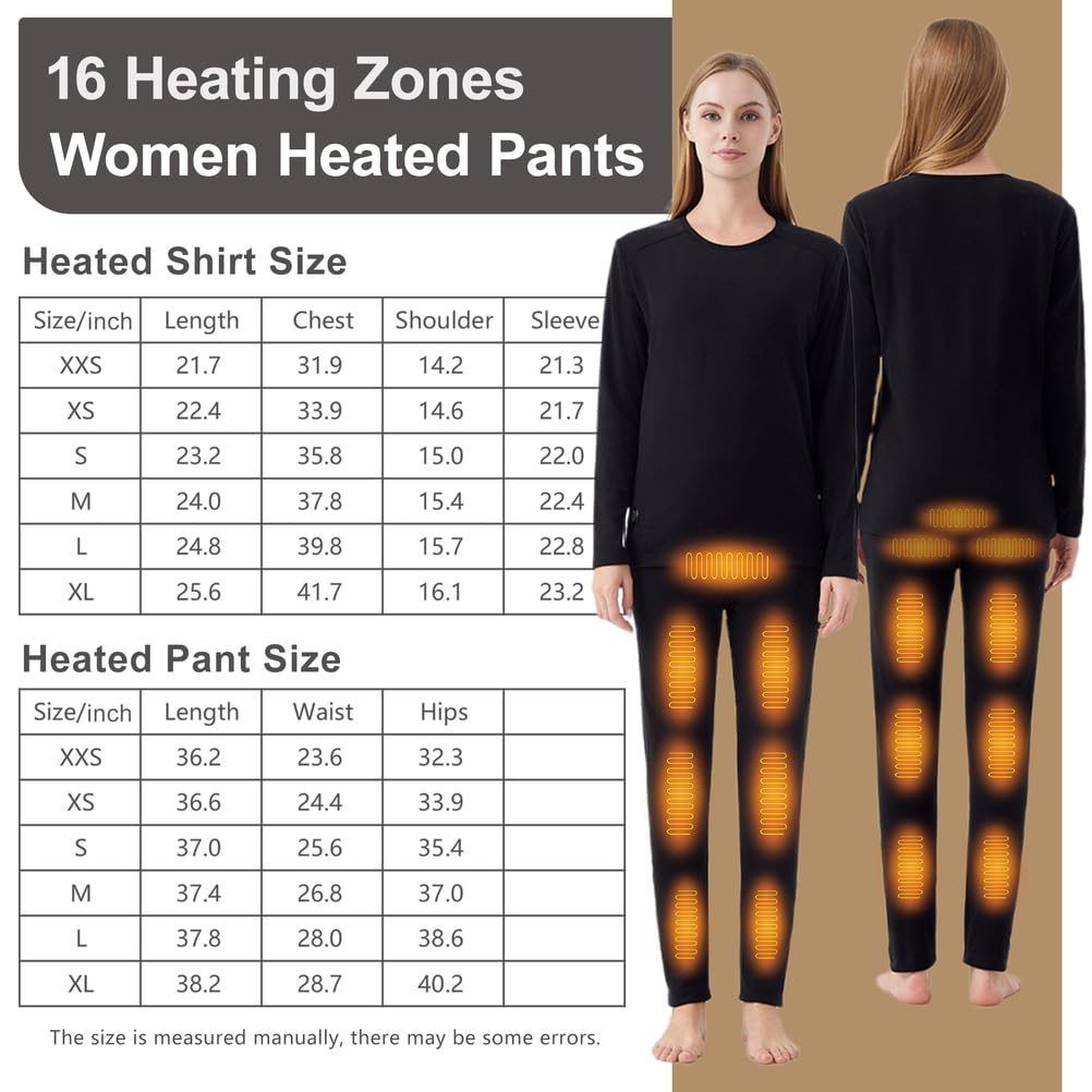 Pantaloni Riscaldati per Donne, Leggings Termici Elettrici con 16 Zone di Riscaldamento, Pantaloni Lunghi Caldi per Lavoro All'aperto
