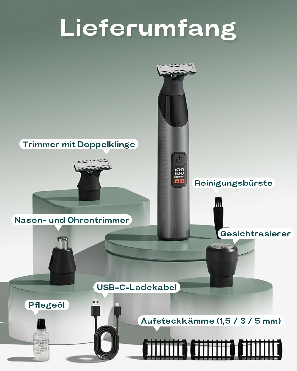 Intimrasierer Mann, Prettywill All-in-One Bodygroomer & Körperrasierer Herren mit Magnetkopf & Doppelklingen, IPX7 Wasserdicht, Elektrischer Rasierer für Ganzkörper & Gesicht, inkl. Aufsteckkämme