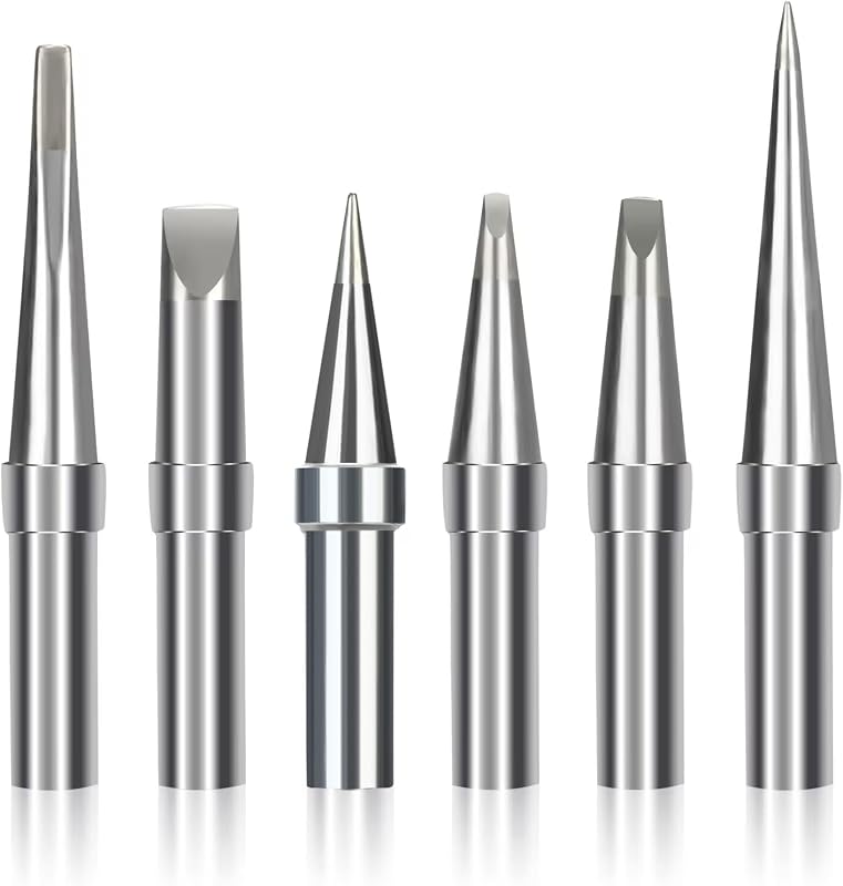 Solder Tips 6pcs for Weller ET Soldering Iron, Replacement Tips for WES51/50,WESD51,PES51 / 50,WE1010NA WCC100 LR21 ET Tip Series (6PCS-01)