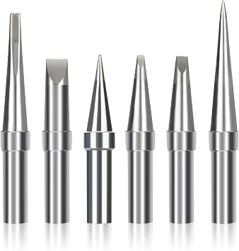 Solder Tips 6pcs for Weller ET Soldering Iron, Replacement Tips for WES51/50,WESD51,PES51 / 50,WE1010NA WCC100 LR21 ET Tip Series 6PCS-01