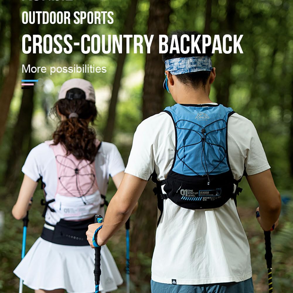 YOUGLE 5L Hydration Backpack for Men and Women Lightweight Breathable Running Vest for Trail Racing Marathon Hiking Fitness (Black+2*soft flask) - Image 2