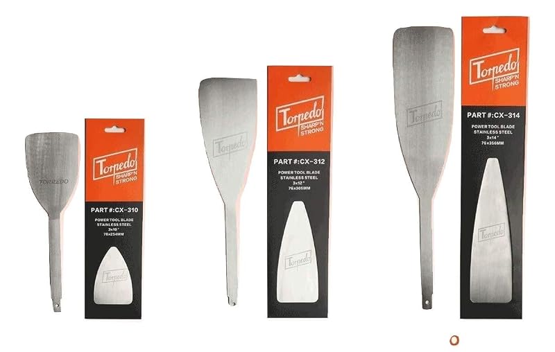 Kit K-TOR TORPEDO com 3 lâminas para remoção de para-brisa em aço inoxidável – 25,4 cm, 30,5 cm e 35,6 cm