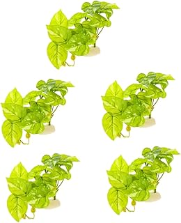 Mipcase 5 Pçs Tanque De Peixes Plantas Aquáticas Plantas Artificiais Plantas Para Animais De Estimação Lagarto Terrário Simulação De Plástico Folha Lagarto Caixa Plantas Decoração
