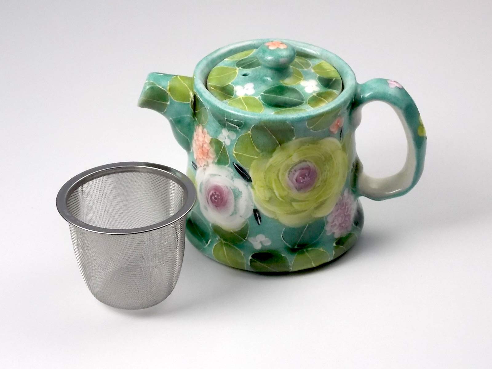 Amazon | 工房ゆずりは 緑彩ローズ ポット 急須 400cc 瀬戸焼 誕生日