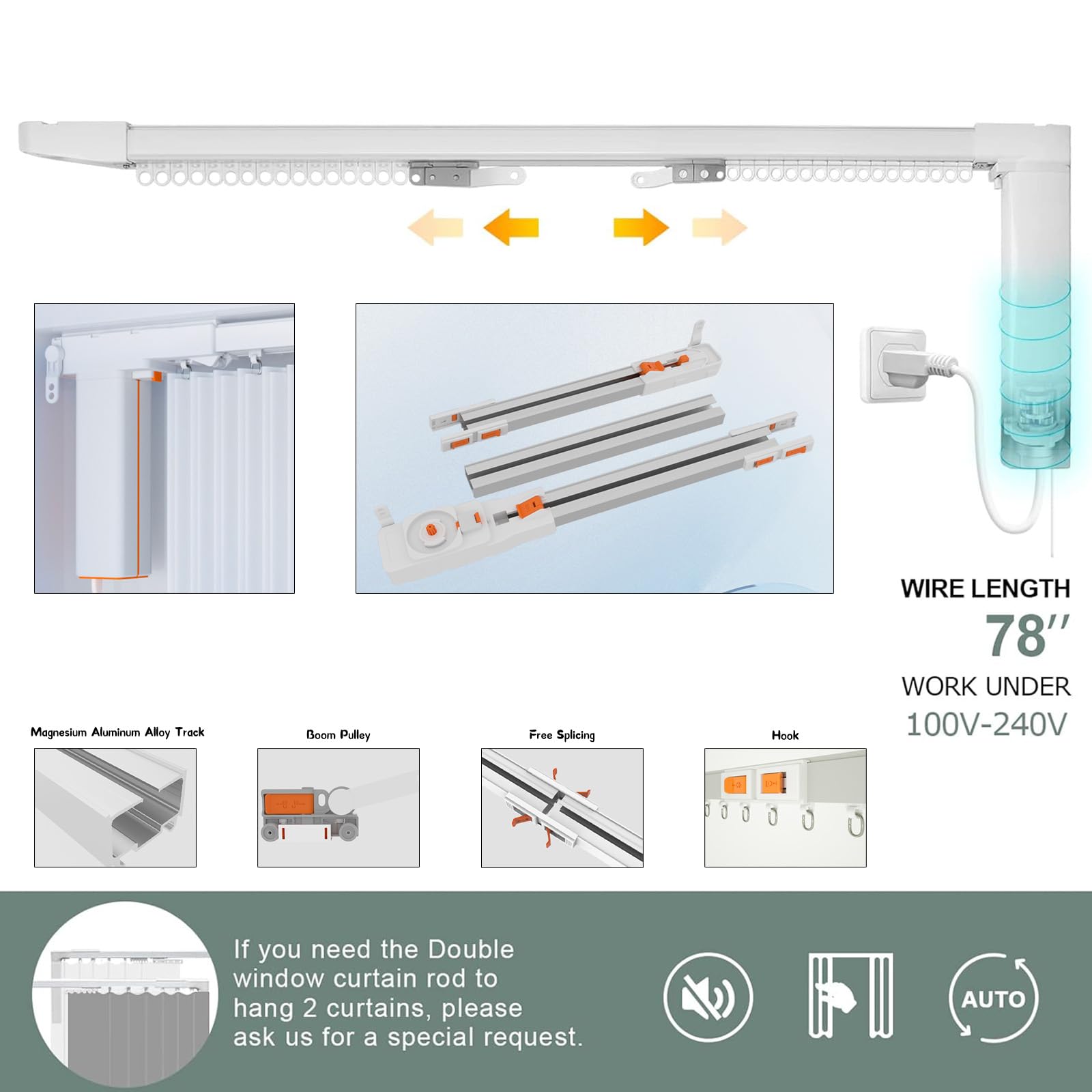 Uchwyt sufitowy Smart Electric Curtain Track Motorized Regulowana długość 6 m Płynne przesuwanie do salonu i sypialni Łatwy montaż systemu karniszy