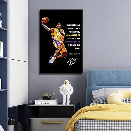 Miniatura 7 de TYPTEK Kobe Bryant - Lienzo inspirador de Mamba negra, póster motivacional con cita de jugador de baloncesto para decoración del hogar y la oficina,