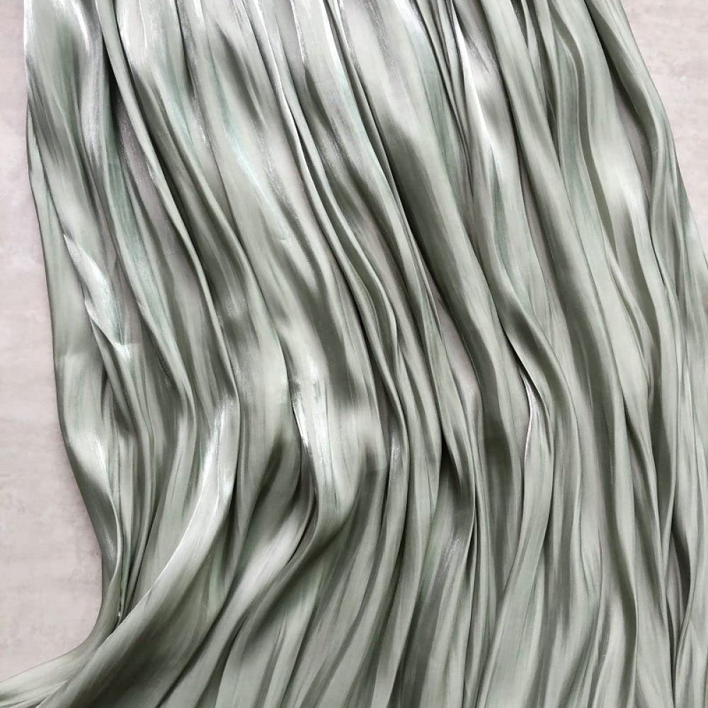Gonne Da Donna,Gonna Midi In Raso Da Donna Gonna A Pieghe Increspata Lucida Verde Salvia Elegante Linea Ad A Scintillante Grande Altalena Tinta Unita Increspato Gonne Lunghe Per Ragazze Donna Primav