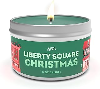 Liberty Square Christmas Candle - 8 oz Authentic Imitation of Ye Old Christmas Shoppe Scent at Disney - Holiday Candle with Green Leaves, Pine, Clove, and Musk - Perfect for Christmas Gifts & Decor