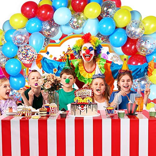 Circus Carnival Party Decoration Including Circus Confetti Balloons Kit Carnival Photography Backdrop Banner Carnival Party Tablecloths For Kids Boys Girls Birthday Party Decorations Supplies #TOP6