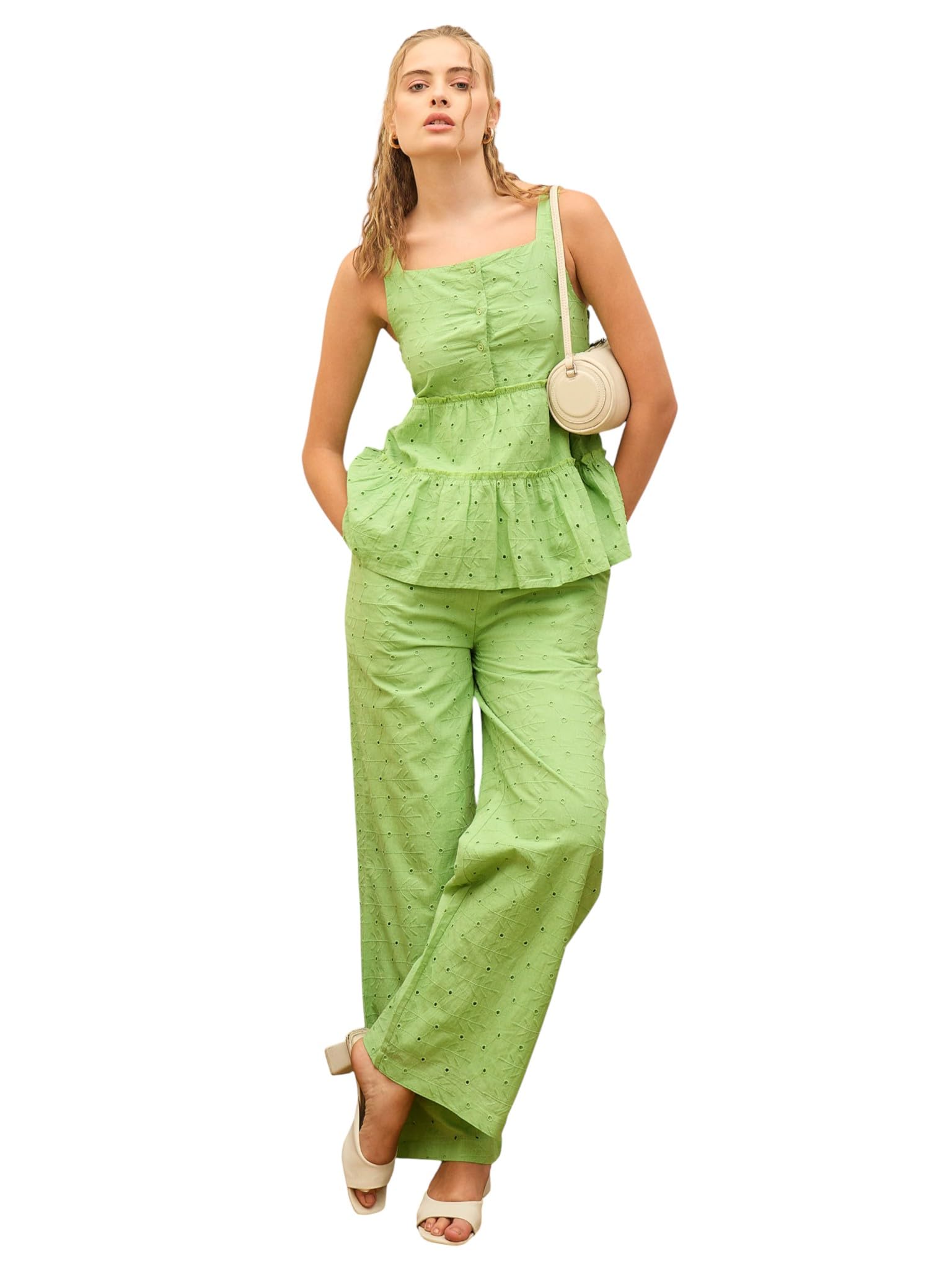 sassafras Women's Schiffli Strappy Top with Pants-picture-40