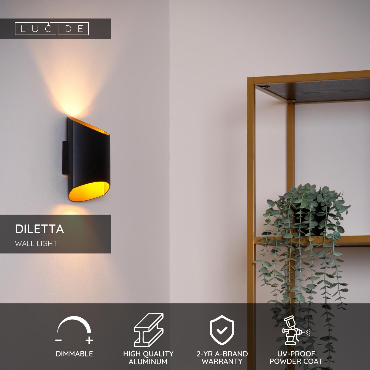 LUCIDE DILETTA - Wandleuchte - 1xG9 - Schwarz