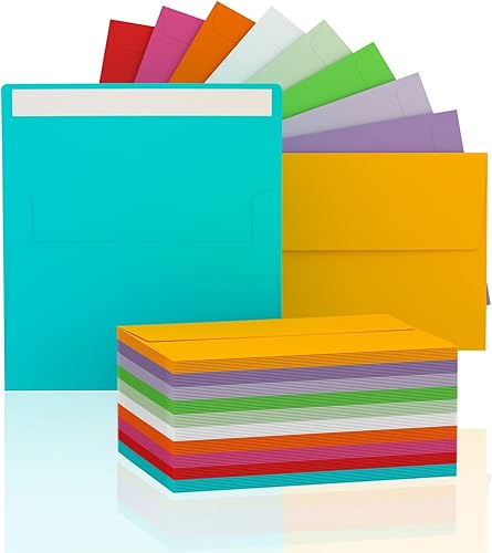 Miniatura 1 de Paquete de 100 sobres de invitación coloridos A2, sobres de invitación de 4.37 x 5.75 pulgadas, autosellados para RSVP, para invitaciones de