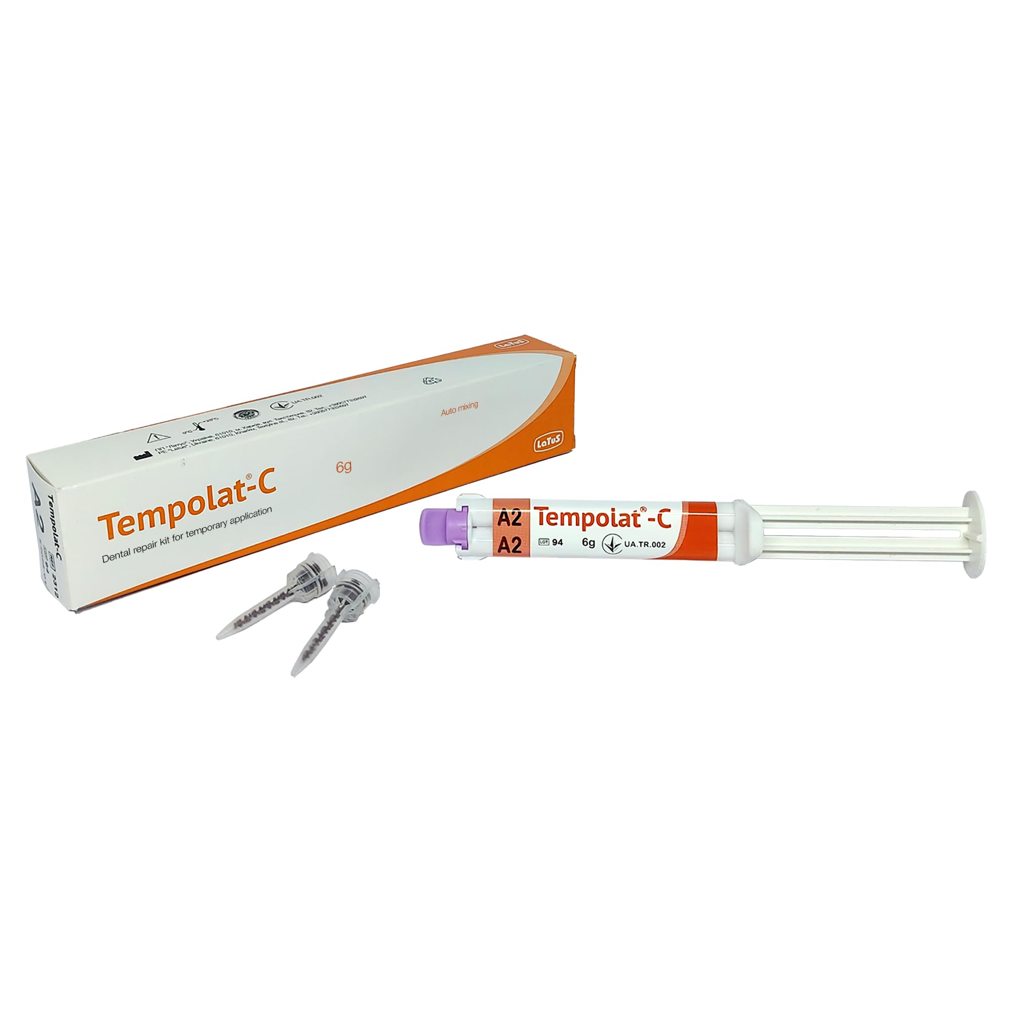Dental Repair Kit for Emergency Applications Tooth Filling Repair For Implants Veneers Inlays Onlays Crown Bridges Two Component Self Cure Automix Cartridge