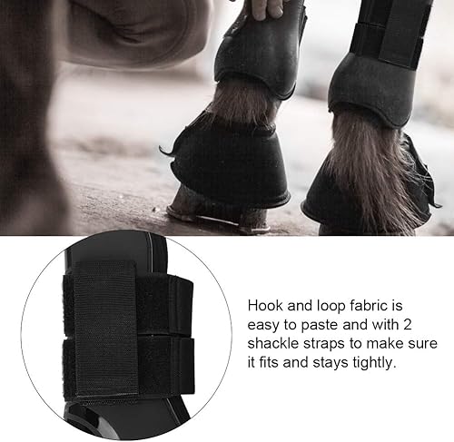 Miniatura 3 de Zerodis Protector de patas de caballo, 2 pares de protectores de piel sintética para caballo, parte delantera y trasera, botas protectoras para