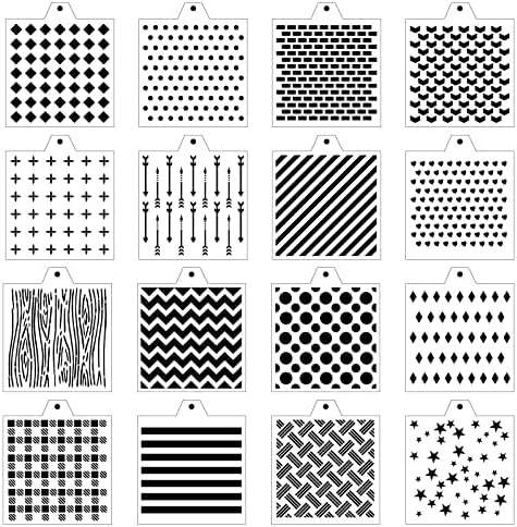 16 Pcs 5.5x5.5in Cookie Stencil Baking Stencils for Royal icing Cookies, Airbrush Cookies; Sugar cookie Stencils,Craft Painting Stencil, biscuit cake stencil,Compatible with stencil holder genie frame