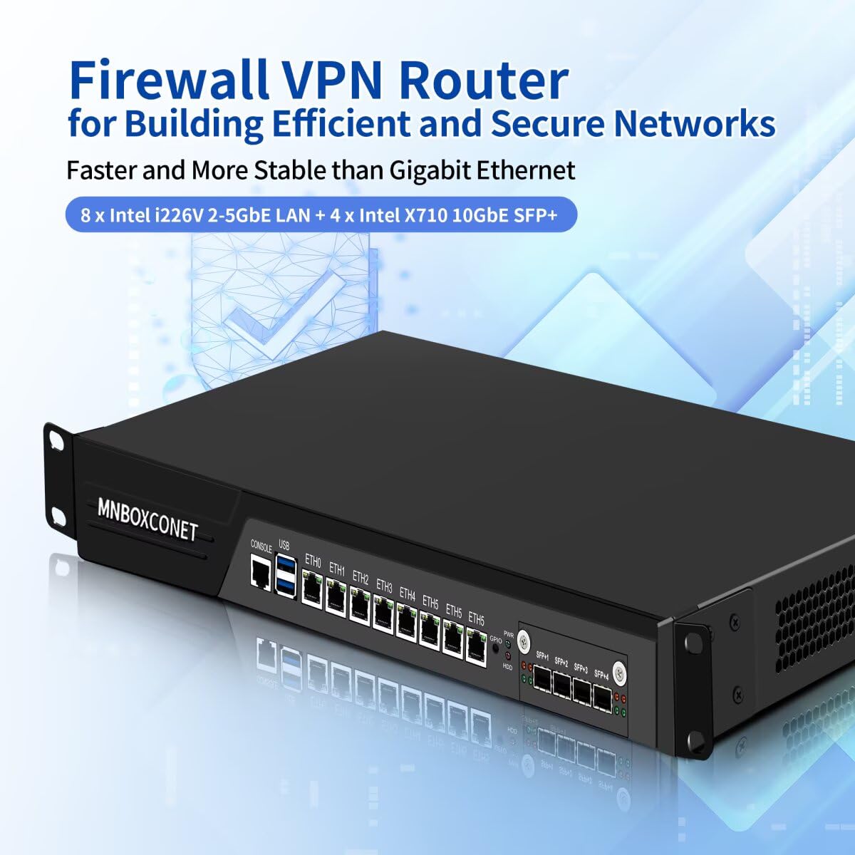 1U Firewall 19 inch Appliance C236 Redundancy Power Supply Core i7 8700, 8 x 2.5 Gigabit Ethernet OPNsense, Network Hardware Server, Barebone NO RAM SSD, USB 3.0, Console