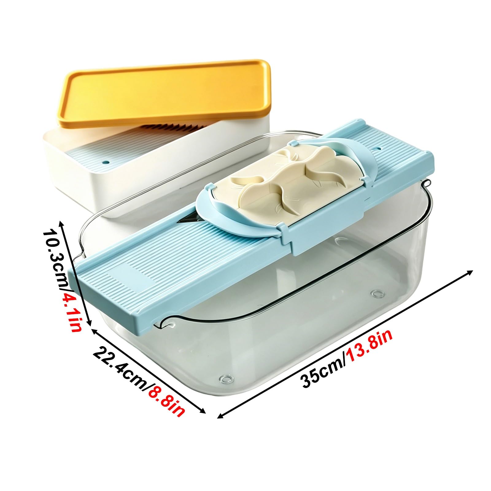 Mandolina de Cocina Ajustable, Cortador Patatas y Verduras Manual, con Caja de Almacenamiento, Protector Mano Resistente, Cuchilla Afilada Acero Inoxidable, Herramienta Cocina