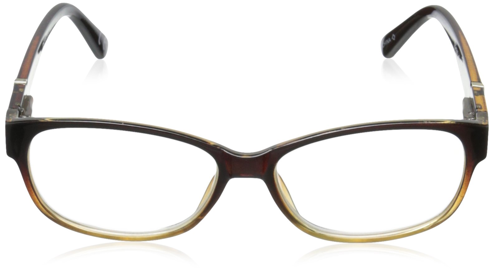 Foster Grant Women's Betsy Round Reading Glasses, Brown/Transparent, 59 mm, 1.50