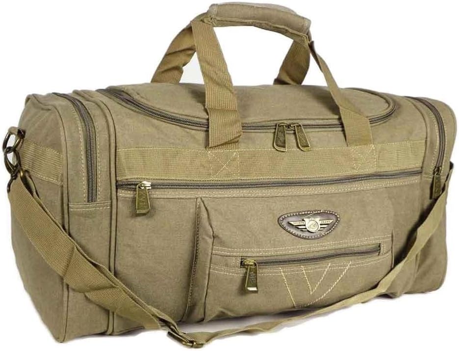 Mala Viagem Bolsa Lona Resistente Grande com alça (Bege)