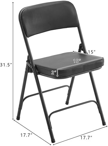 Miniatura 2 de Paquete de 2 sillas plegables de metal, asiento y respaldo acolchados, color negro, sillas de eventos de oficina en casa, asientos de fiesta de boda
