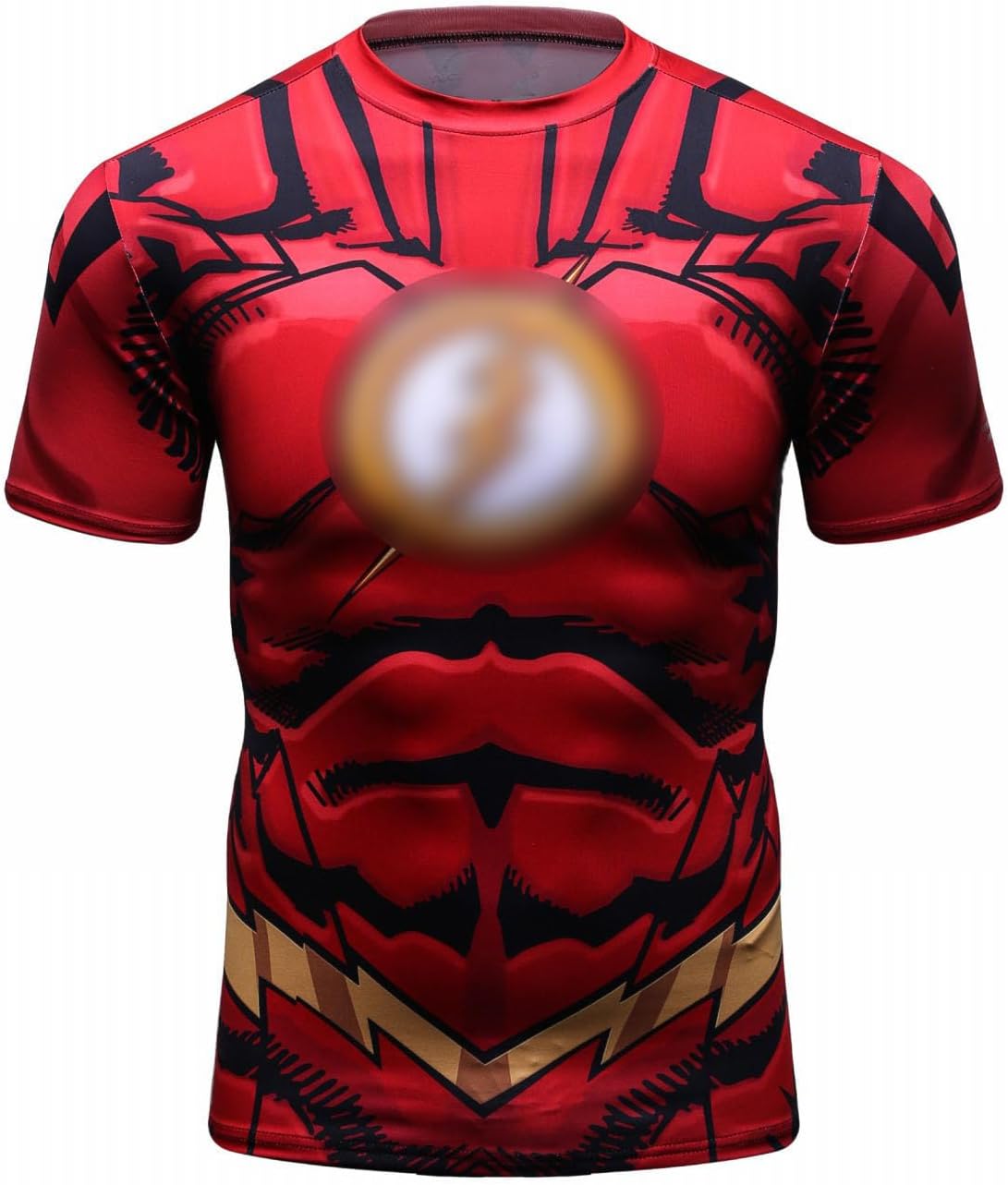 Red PlumeMens 3D Digital Printing Short Sleeve T-Shirt Outdoor Running Yoga Fitness Tight Shirt for Men