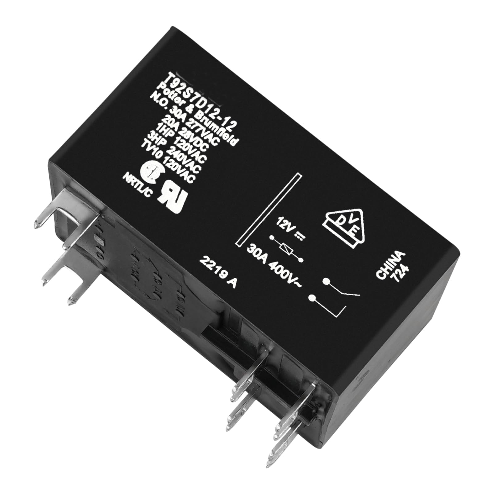 Relè T92S7D22-12 30A 12VDC – DPST-NO (2 Form A) A Tenuta Stagna, Contatti AgCdO, Morsetti Faston – Per Uso Generale E Industriale - 4