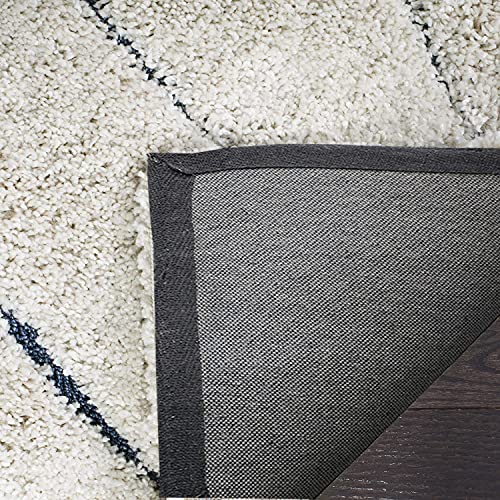 Image of (Pack of 2 Abstract Wavy Design Shaggy Carpet for Living Room, Bedroom, High Low Design Finish Microfiber 1.8 Inch Pile High, 2x5 Feet Runner Ivory|Light Blue Color