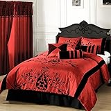 Leta Collection 7-Piece Down Alternative Comforter Set with Floral Design, King, Purple