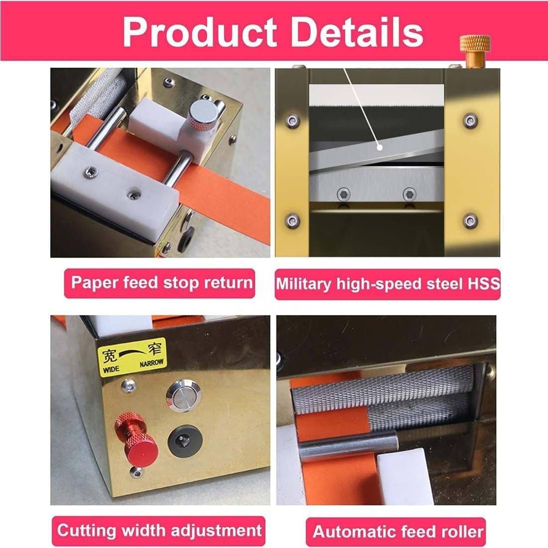 Maszyna do quillingu papieru, elektryczna maszyna do quillowania papieru z akumulatorem, maszyna do frędzli papierowych, maszyna do cięcia papieru w rolkach Papierowy kwiat (RoseGold)