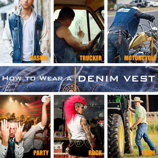 Heihuohua Men's Hooded Denim Vest Classic Stretchy Trucker Sleeveless Jean Jacket - Image 5