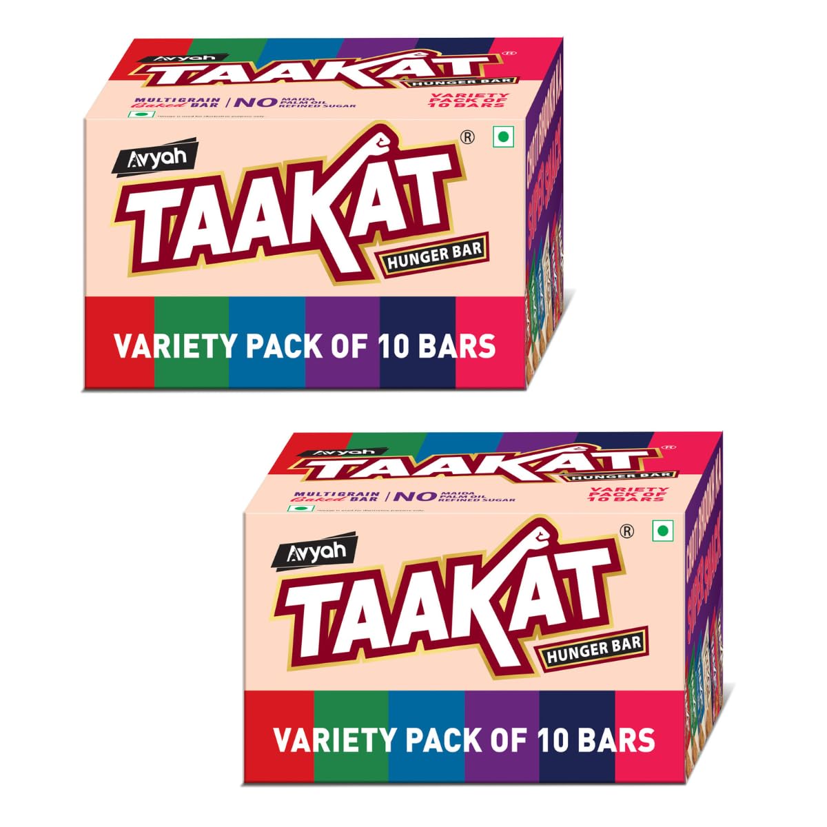 Taakat Hunger Bar Variety Pack - 10 bars: Almond Delight X 1, Crunchy Coconut X 1, Fruit & Nut X 1, Sugarfree X 1, Berry Blast X 3 & Choco Burst X 3| Multigrain Baked Bar| NO - Maida, Palm Oil and Refined Sugar-image-16