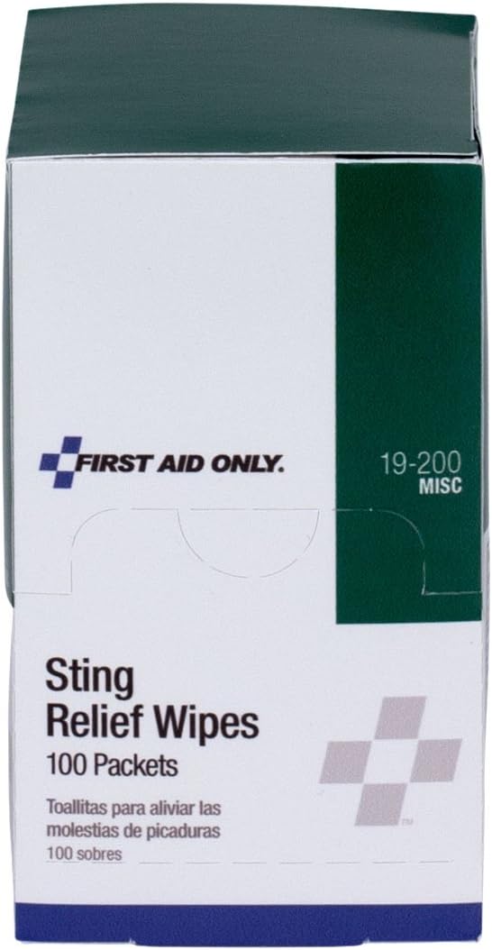 First Aid Only 19-200 Sting Relief Wipes, 100 Count