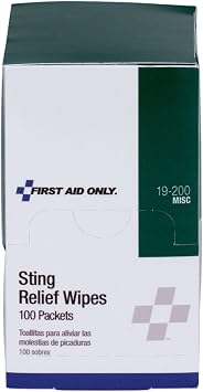 First Aid Only 19-200 Sting Relief Wipes, 100 Count