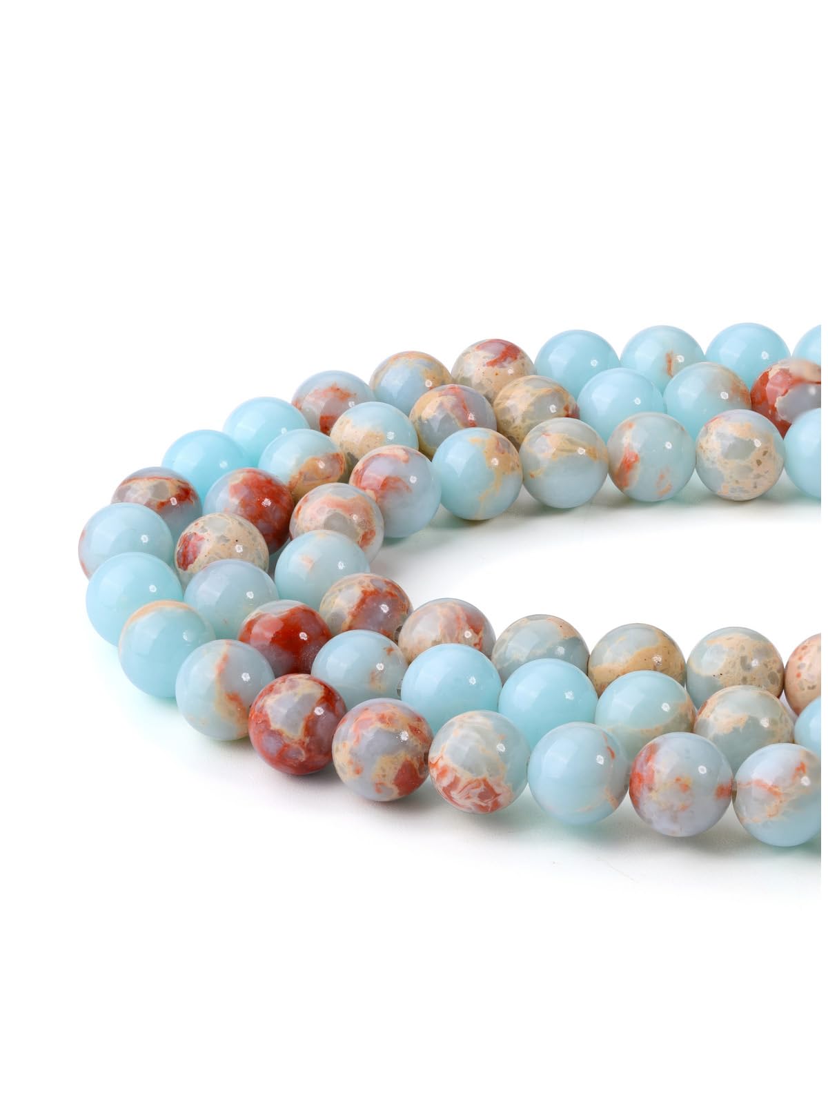 JOVIVI 8mm Blue Imperial Jasper Crystal Beads for Jewellery Making,96Pcs Natural Round Stone Beads for Crafting Loose Gemstone Craft Beads for Jewelry Making Bracelet Necklace DIY
