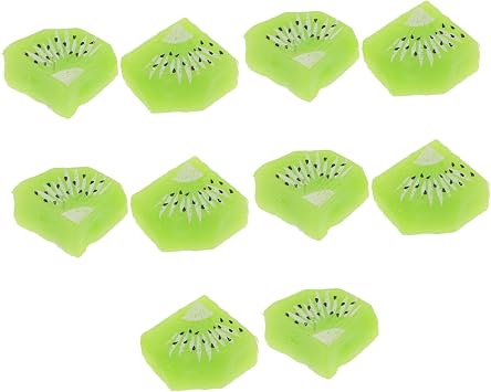 VICASKY 10pcs Realistic Fake Kiwi and Dragon Fruit Slices for Kitchen Decoration Party Centerpieces and DIY Crafting Accessories Lifelike Artificial Fruit Blocks for Home Decor