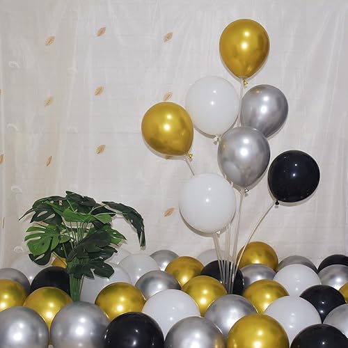 Miniatura 3 de 300 globos dorados plateados y negros de 5 pulgadas, cromados metálicos, brillantes, colores surtidos, globos pequeños de látex para bodas,
