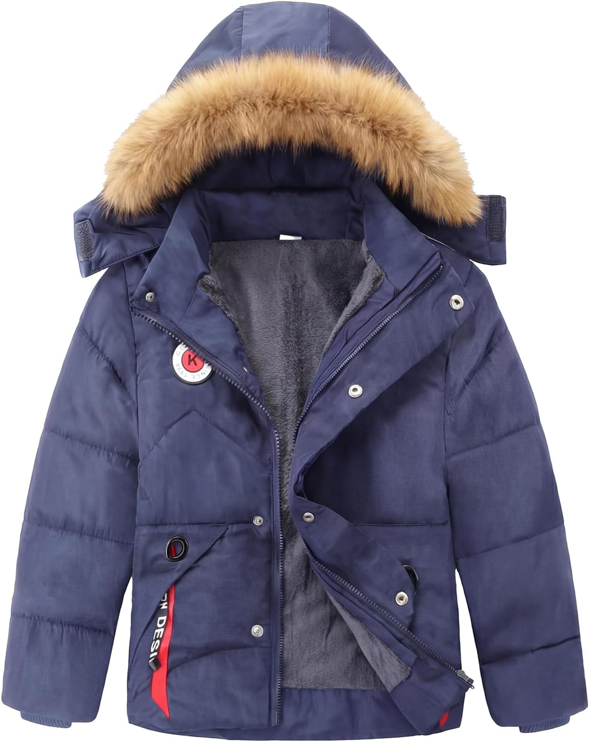 Toddler Boy Winter Puffer With Hood Coat Baby Warm Fleece Jacket Kid Outerwear