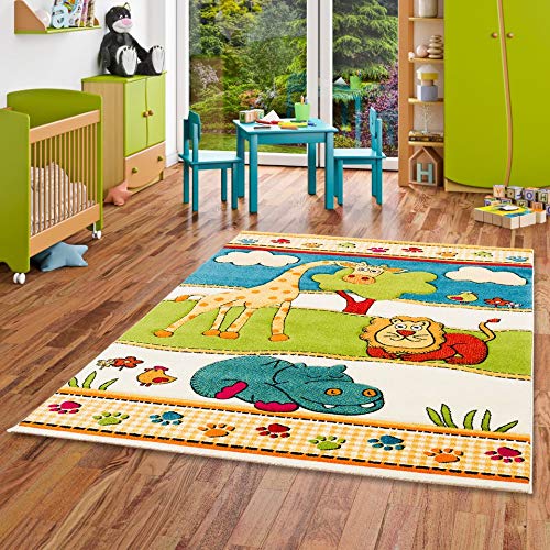 Savona Kids - Alfombra infantil - animales de zoológico - colorido en